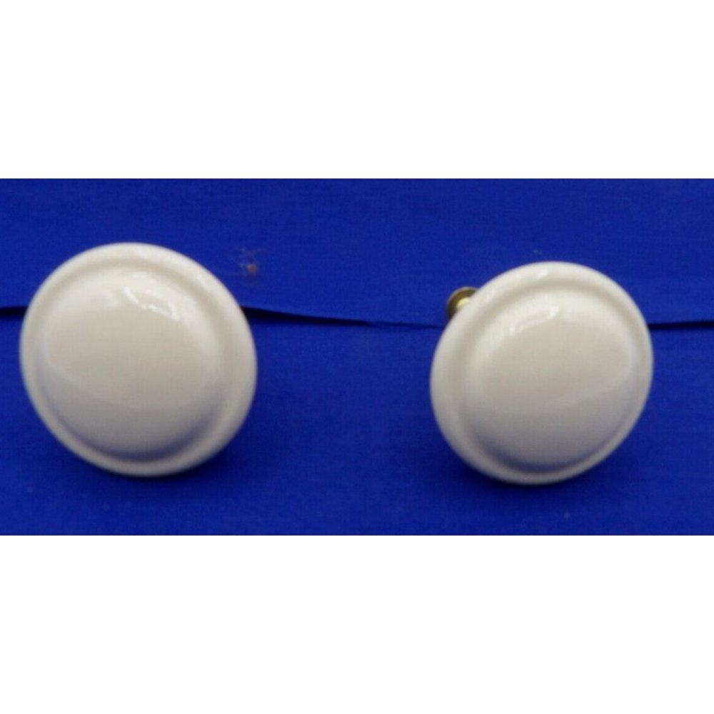 Ceramic Cabinet Knobs Cream Round  1 1/2" diam. Set of 2 knobs with screws